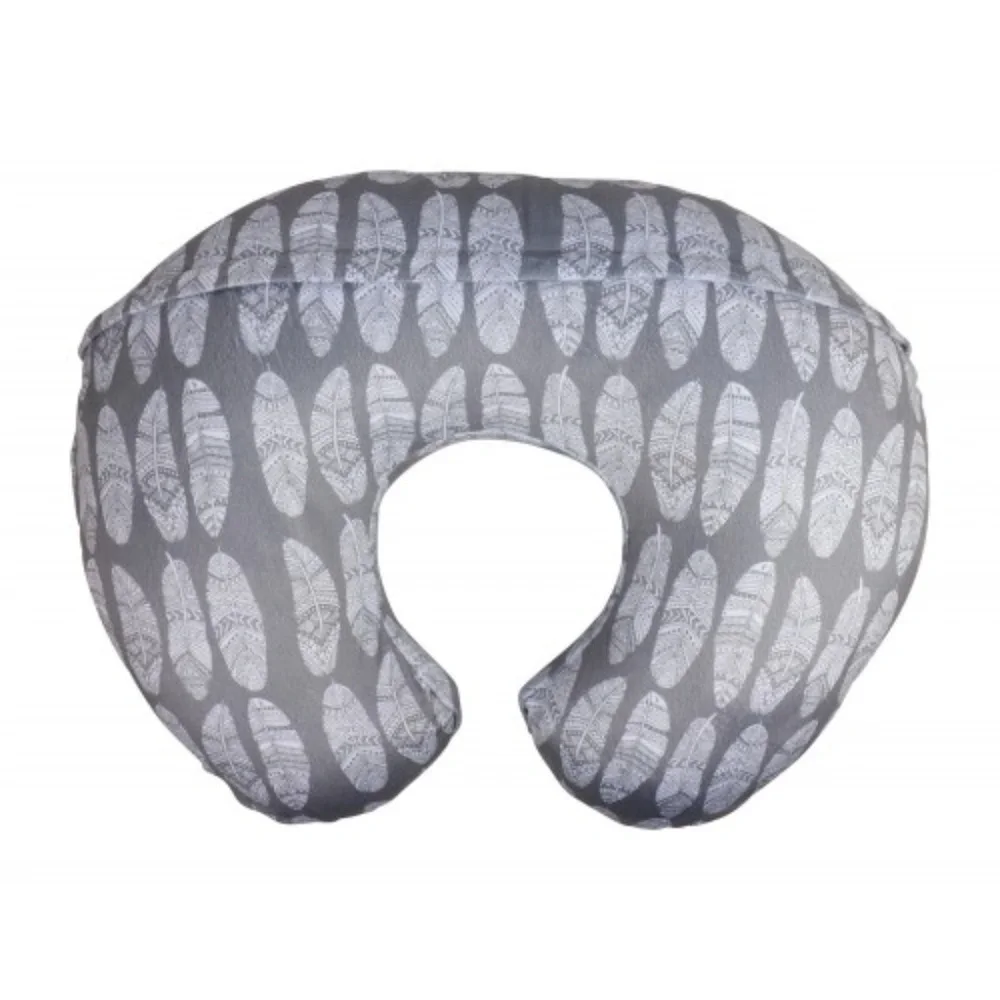 Minky Nursing Pillow Slipcover Gray Feathers Baby
